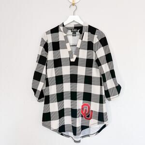 Gameday Couture University of Oklahoma OU Plaid Tunic Top Small